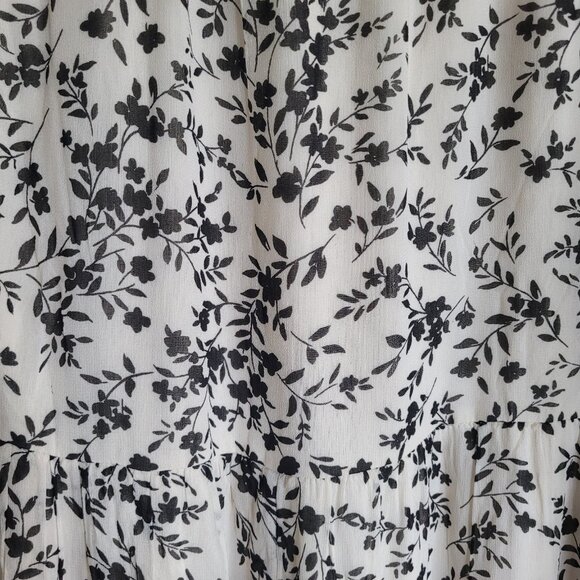 DownEast Mimi Dress XS White Black Floral Prairie Midi Boho Tiered Rayon NWT - Picture 4 of 15